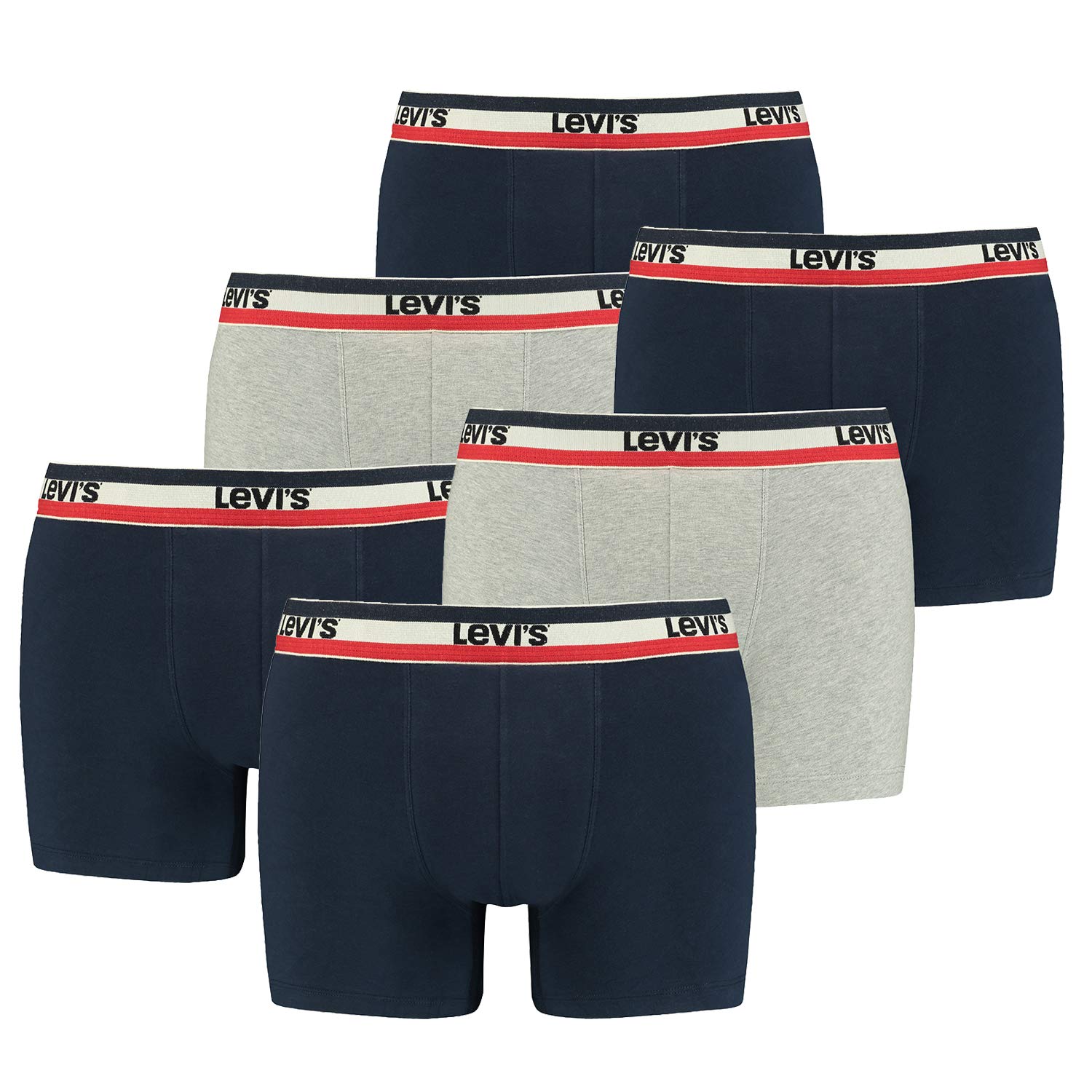 Levi's Men's Sports Boxer Briefs, 6-Pack Multipack - Soft, Breathable Cotton Underwear for Gym, Workout & Everyday Comfort