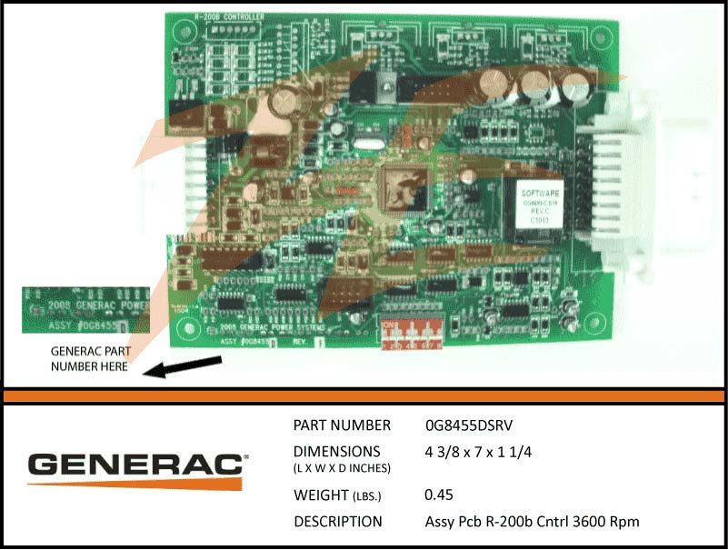 Generac 0G8455DSRV R200B Replacement Control Board for Generac Generators - 3600 RPM - Compatible with Standby & Portable Generators - Home Backup Power & Emergency Use