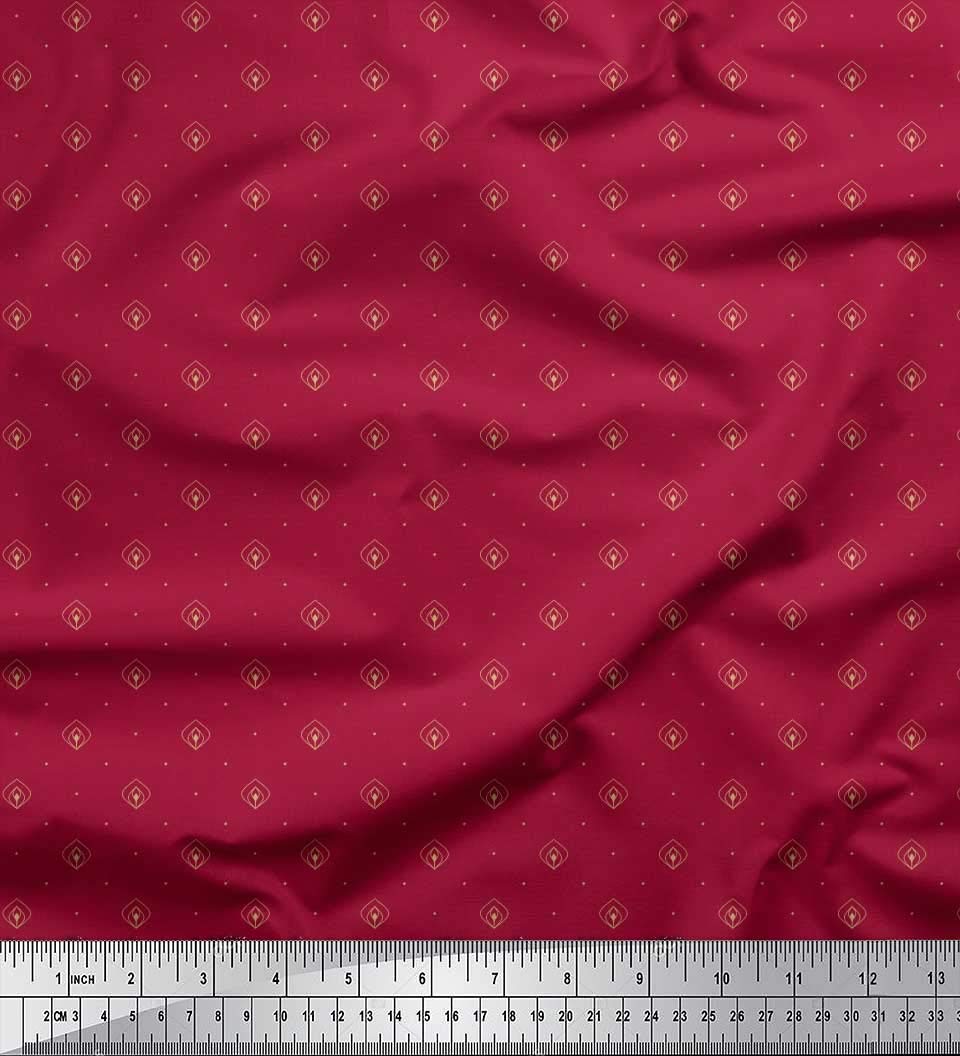 Soimoi Moss Georgette Brown Fabric by The Yard - 42 Inch Wide Printed Fabric with Geometric & Ogee Patterns - Perfect for Dresses, Scarves, Curtains and DIY Craft Projects
