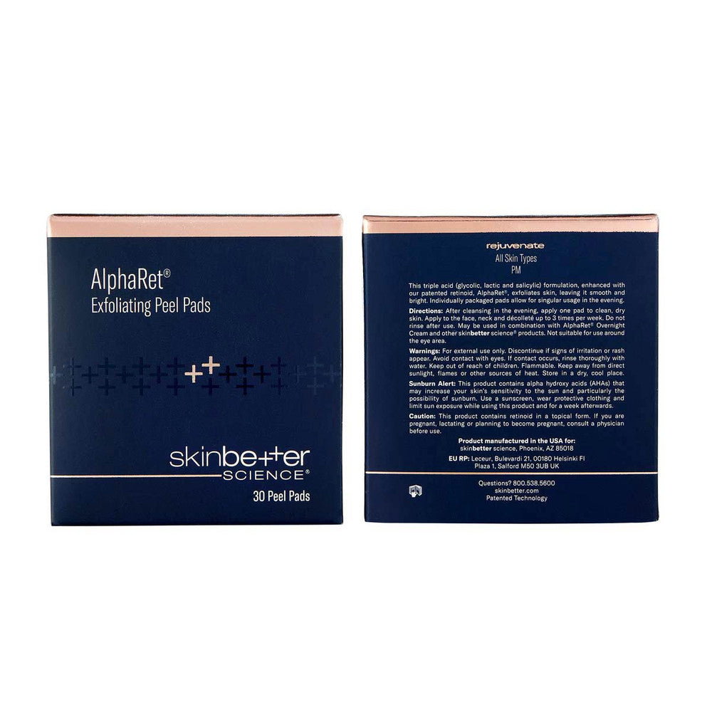 AlphaRet Exfoliating Peel Pads - 30 Count | Glycolic Acid & Retinol Treatment for Smooth, Glowing Skin | Perfect for Nighttime Skincare Routine & Anti-Aging Care