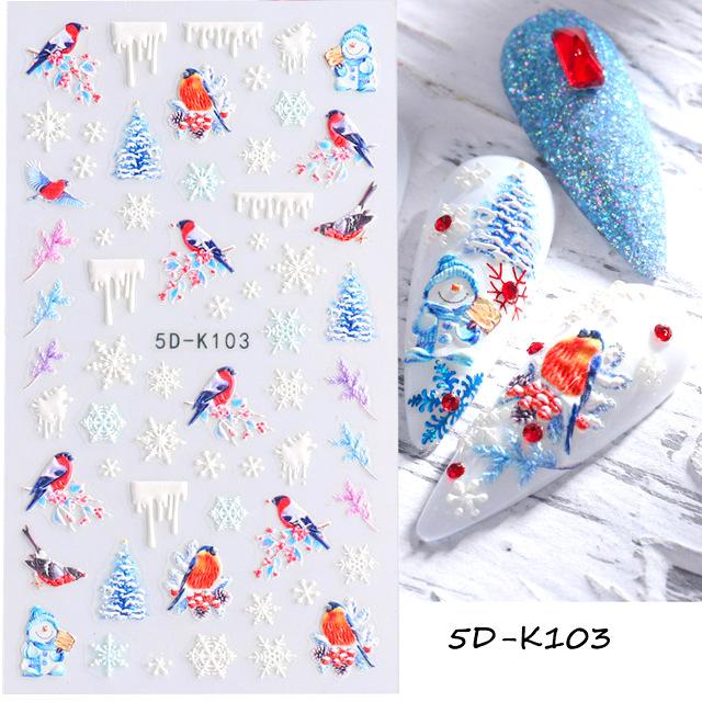 5D Christmas Nail Art Stickers - Festive Holiday Nail Decals for Parties, Gifts & DIY Manicures | Self-Adhesive Nail Stickers for Women & Girls