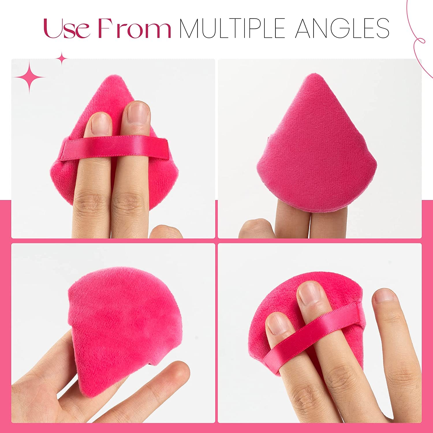 TopFinder® Velour Powder Puff - Soft Triangle Makeup Sponge for Loose & Body Powder - 3pc Set - Perfect for Contouring, Foundation Blending & Eye Makeup Application - Essential Beauty Tools for Flawless Makeup Finish