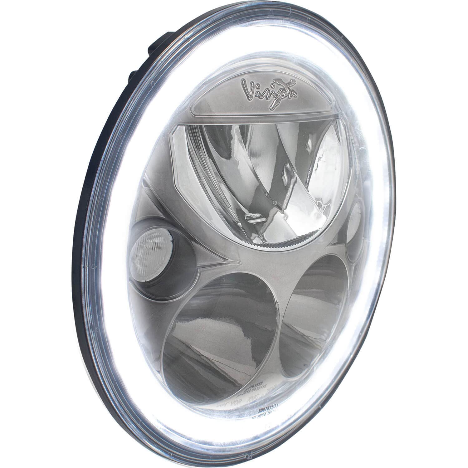 Vision X Lighting (XIL-7RDB) 7 Inch Round VX LED Headlight with Low/High Beam & Halo Ring - Single Black Chrome Headlamp for Trucks, Jeeps, Off-Road Vehicles - Durable Lighting for Night Driving & Adventure