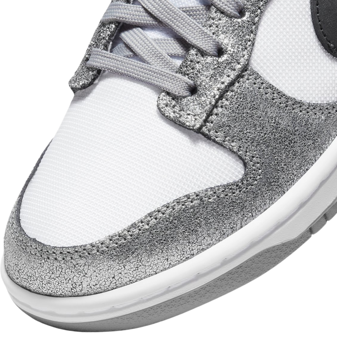 Nike Women's Dunk Low Sneakers - Metallic Silver, Black & White Retro Running Shoes for Women | Casual Wear, Gym & Street Style Fashion