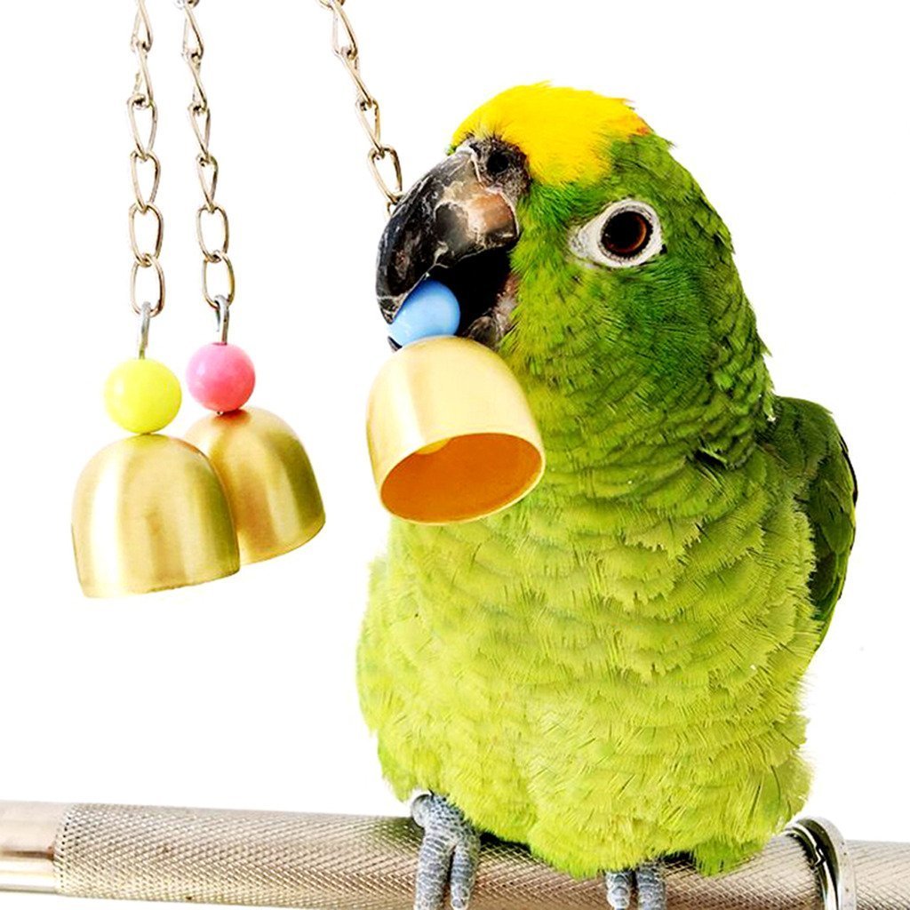 Mrli Pet 9 Pack Bird Swing Chewing Toys - Natural Wood Parrot Hammock with Bell for Small Birds - Perfect for Parakeets, Cockatiels, Conures, Finches, Budgies, Macaws & Love Birds - Cage Accessories for Play & Exercise