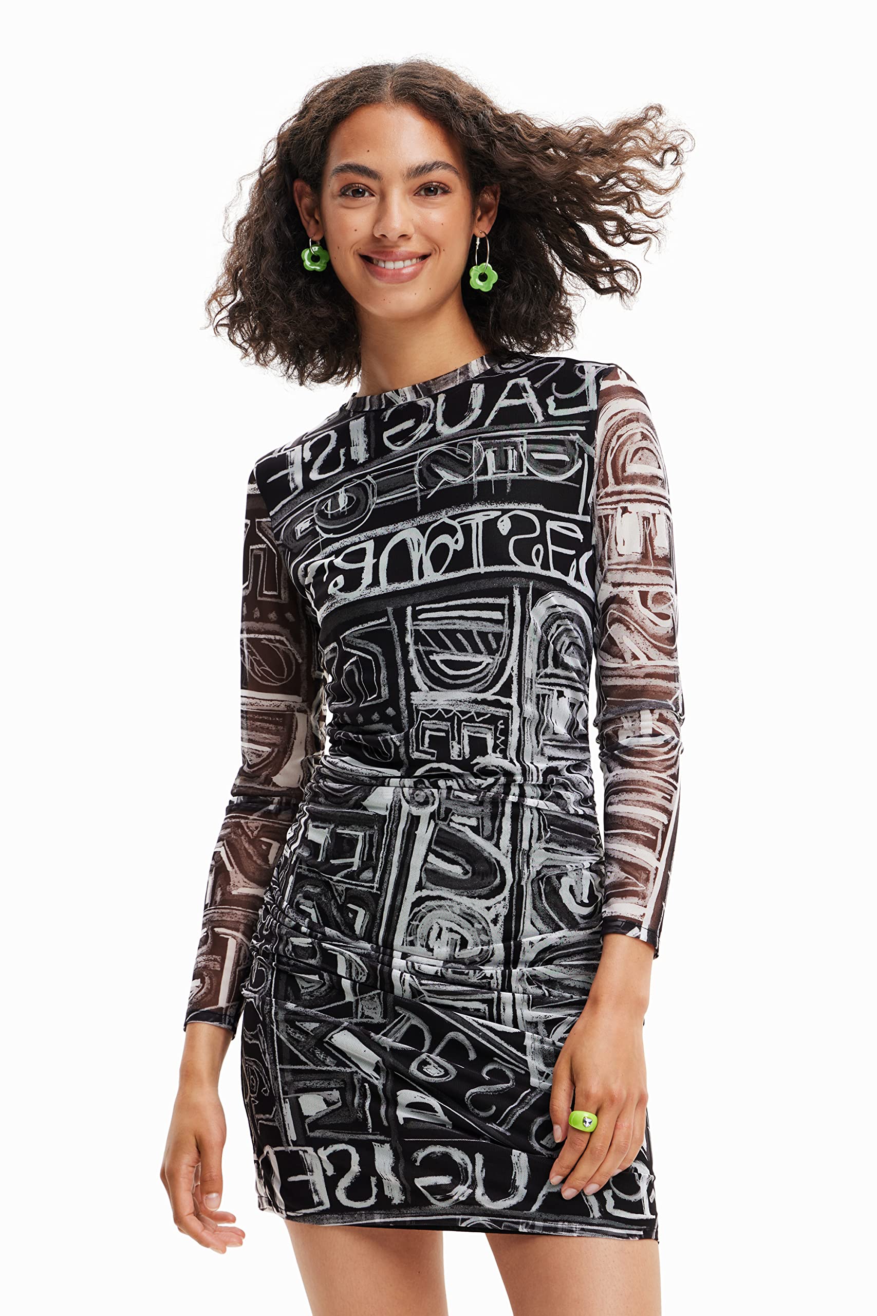 Desigual Women's Long Sleeve Knit Dress - Elegant & Comfortable Fall/Winter Fashion for Office, Party & Casual Wear