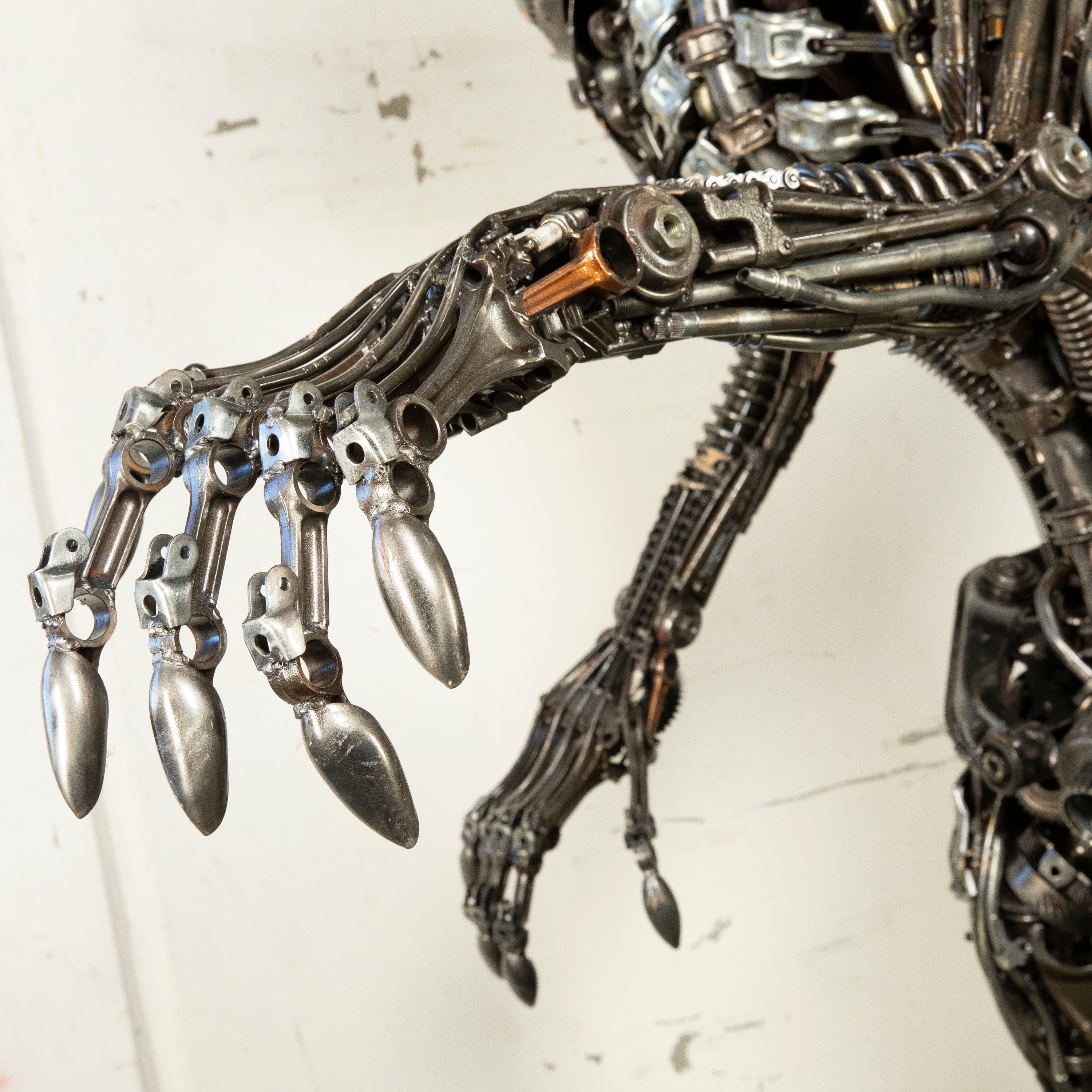 91 Alien Inspired Recycled Metal Wall Art Sculpture - Unique Sci-Fi Home Decor for Living Room, Office & Outdoor Spaces