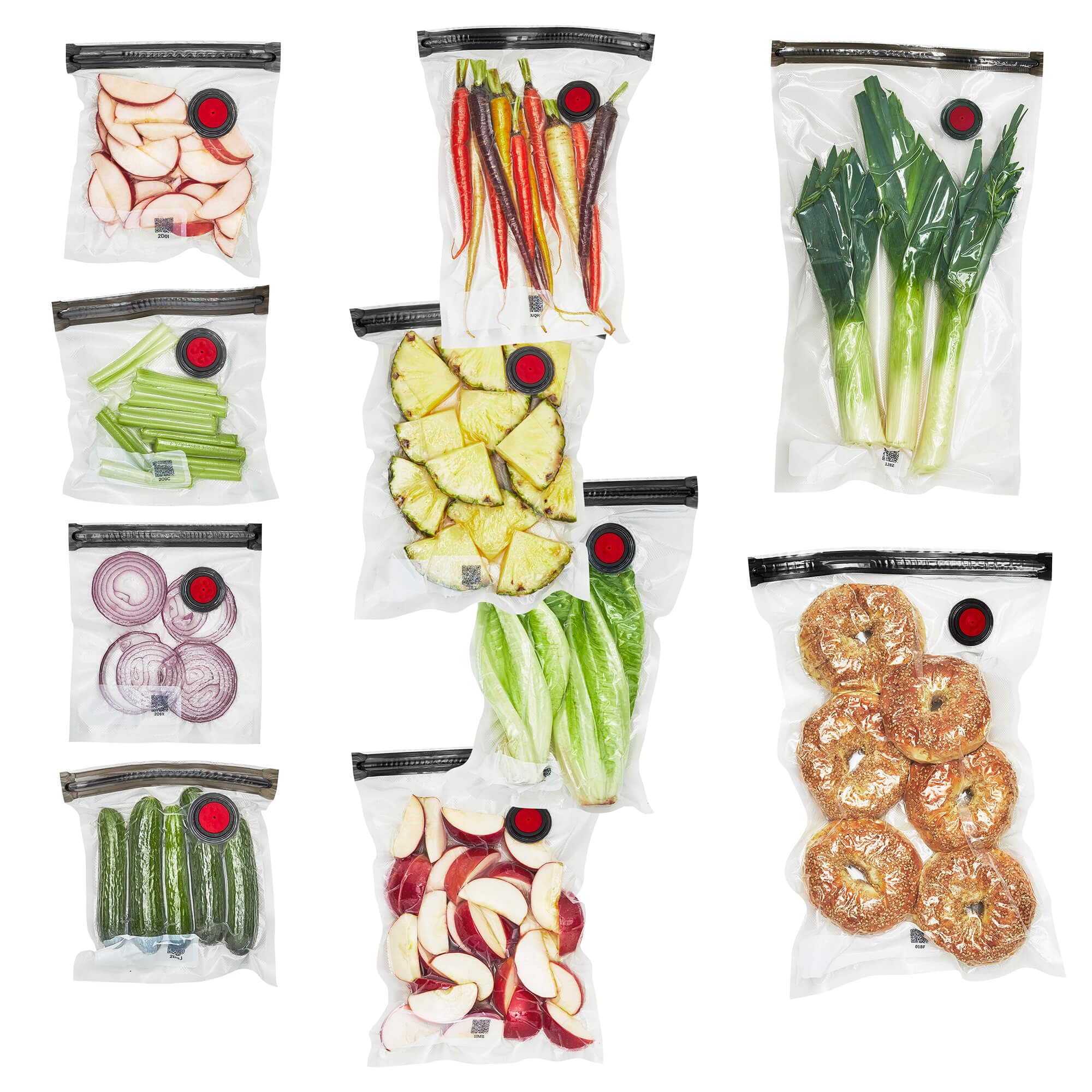 ZWILLING 10-Piece Fresh & Save Vacuum Sealer Bags Set - Reusable Sous Vide & Food Storage Bags for Meal Prep, Snacks, Freezer Storage | Dishwasher Safe, Clear & Assorted Sizes | Perfect for Sous Vide Cooking, Leftovers & Freezer Organization