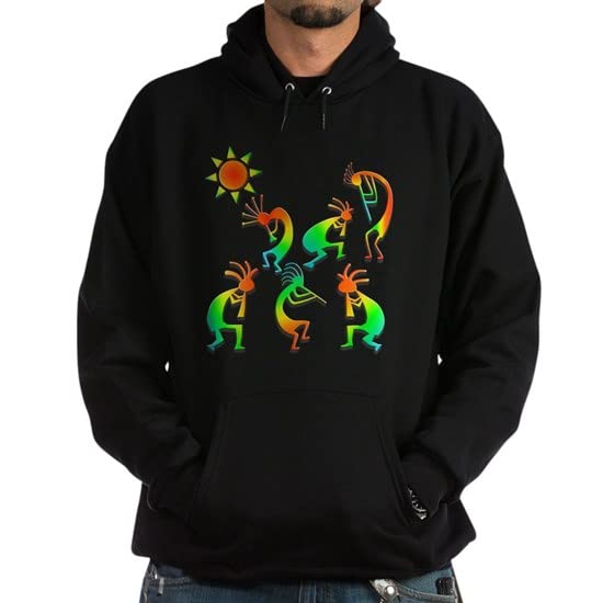 Kokopelli Sun Dance Hoodie for Men - Dark Pullover Sweatshirt | Cozy Casual Wear for Outdoor Activities & Daily Comfort
