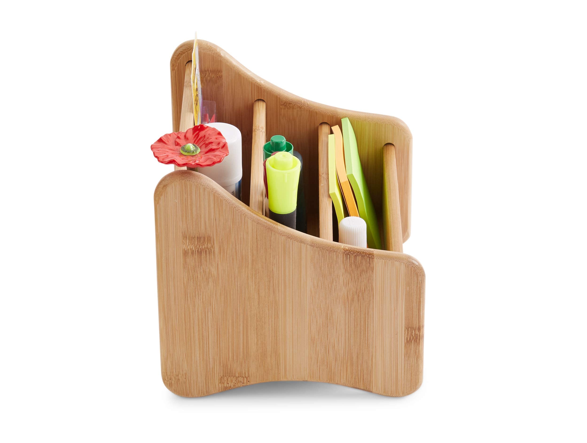 3-Tier Bamboo Desk Organizer - Office Supplies & Toiletries Storage | Perfect for Home Office, Vanity & Craft Table | Bookaholic's Dream Workspace Solution