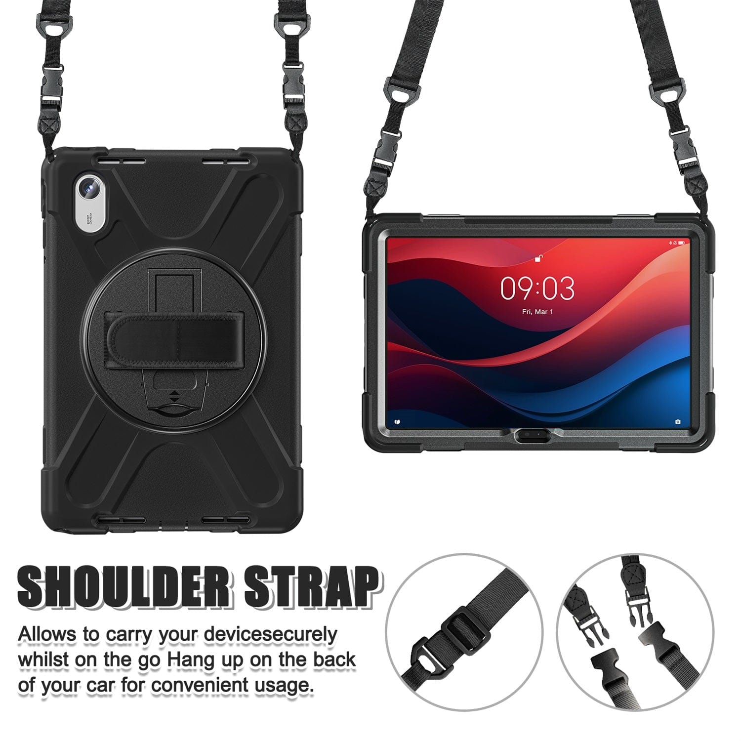 Lenovo Tab M11 Shoulder and Hand Strap Case - Durable Protective Cover with Adjustable Strap for Travel, Commuting & Outdoor Use