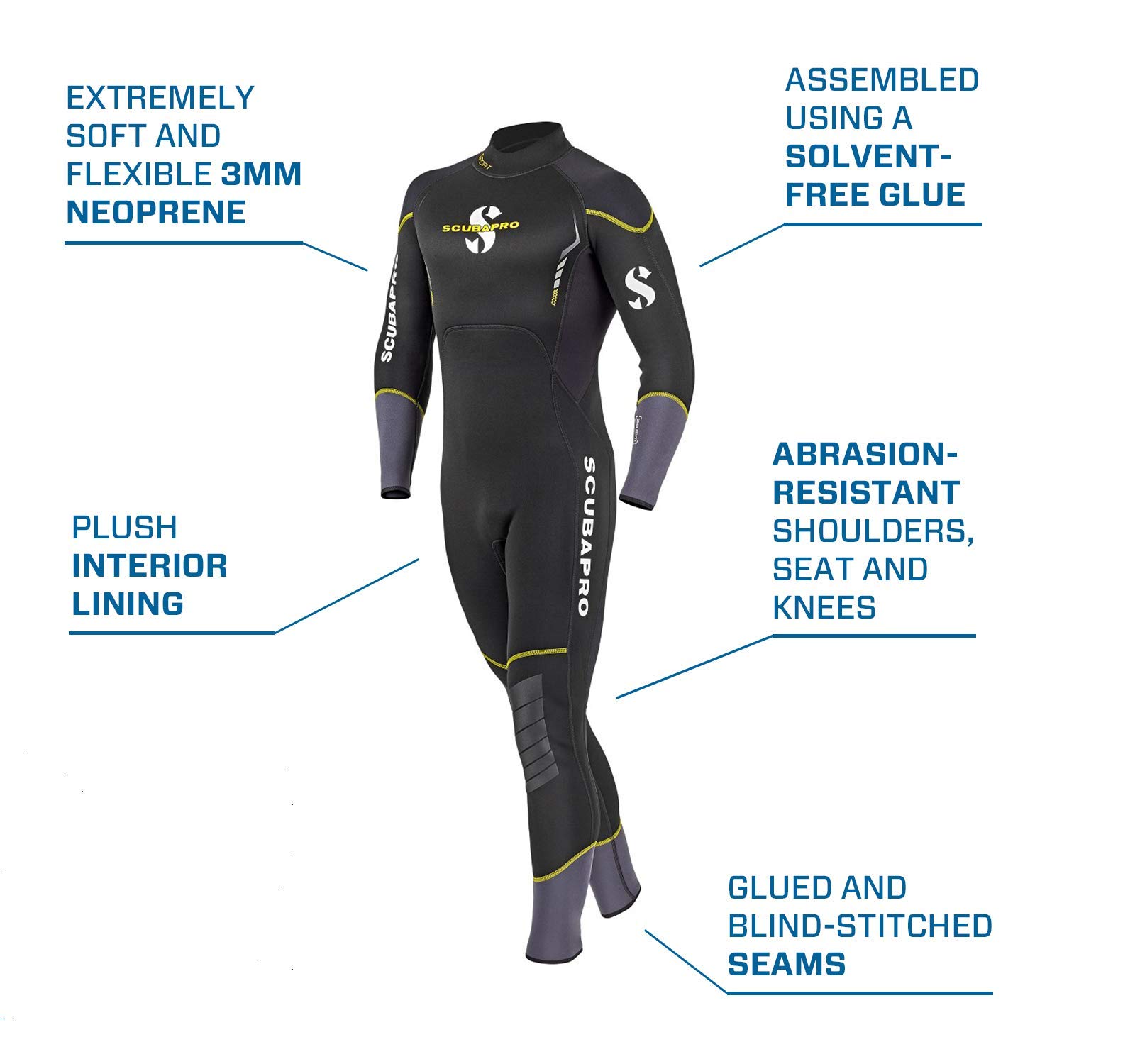 Scubapro Sport Steamer 3mm Back-Zip Men's Wetsuit for Scuba Diving, Snorkeling & Water Sports | Premium Neoprene Full Body Wetsuit for Warm Water Protection