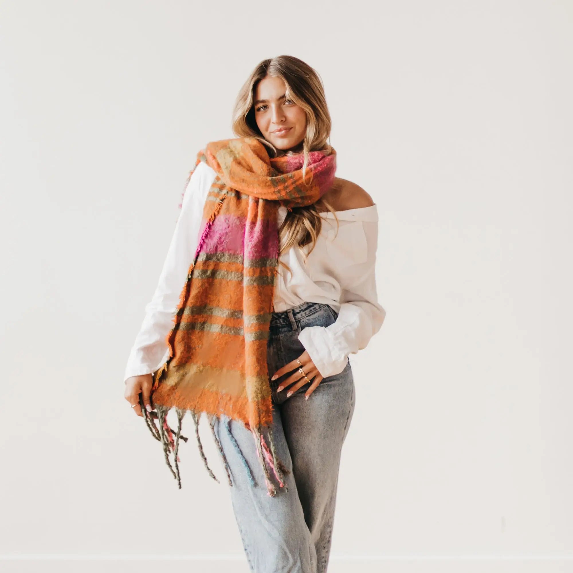 Stylish Wrapped Up Plaid Scarf for Women & Men - Soft Winter Fashion Accessory - Perfect for Cold Weather, Office & Outdoor Activities