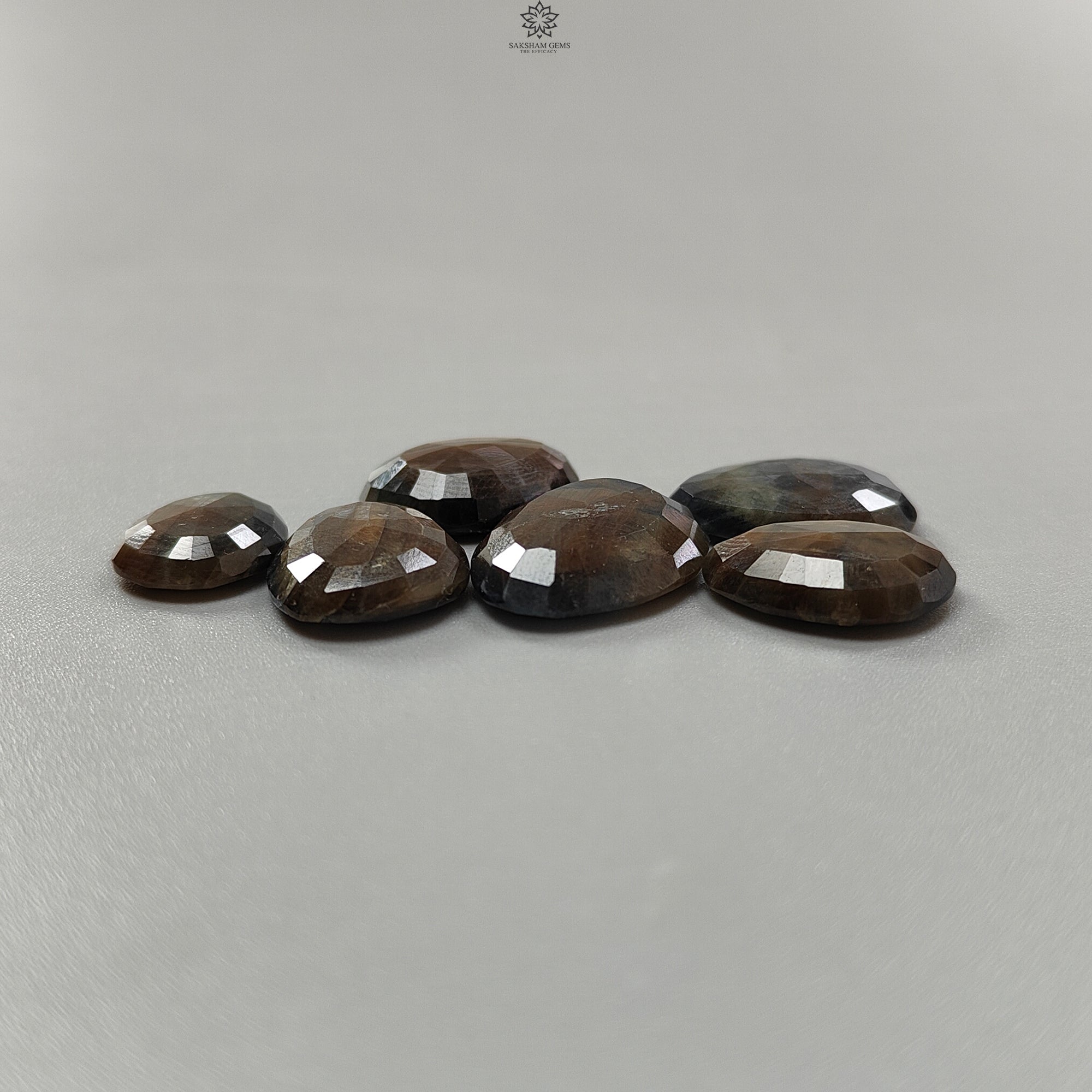 Natural Untreated Golden Brown Chocolate Sapphire Gemstone - 76.70cts Faceted Cut Fancy Shape (15x12mm to 22x16mm) 6pc Set for Jewelry Making - Perfect for Rings, Necklaces & Luxury Gift Boxes