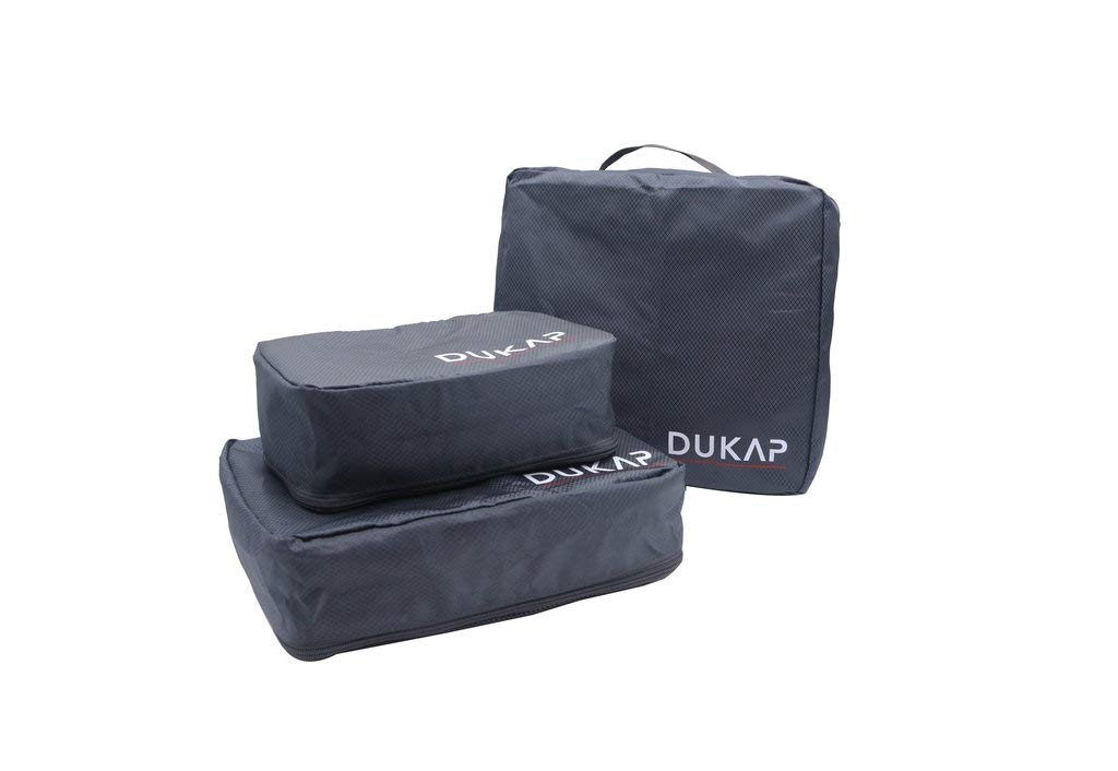DUKAP 3-Piece Travel Organizer Set with Double Zipper - Lightweight Luggage Toiletry Bag with Webbing Handle & Mesh Top (Grey) - Perfect for Airplane Carry-On, Business Trips & Vacation Packing