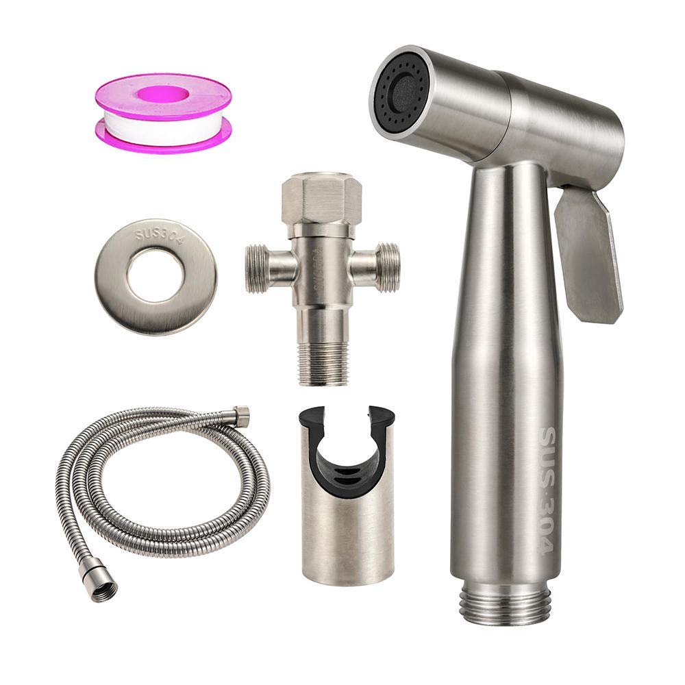 JYCCH Handheld Bidet Sprayer - Stainless Steel Toilet Bidet Faucet with 2 Stable Interfaces for Self-Cleaning | No Punch Installation Required | Perfect for Bathroom Hygiene & Personal Cleaning (4-Pack)