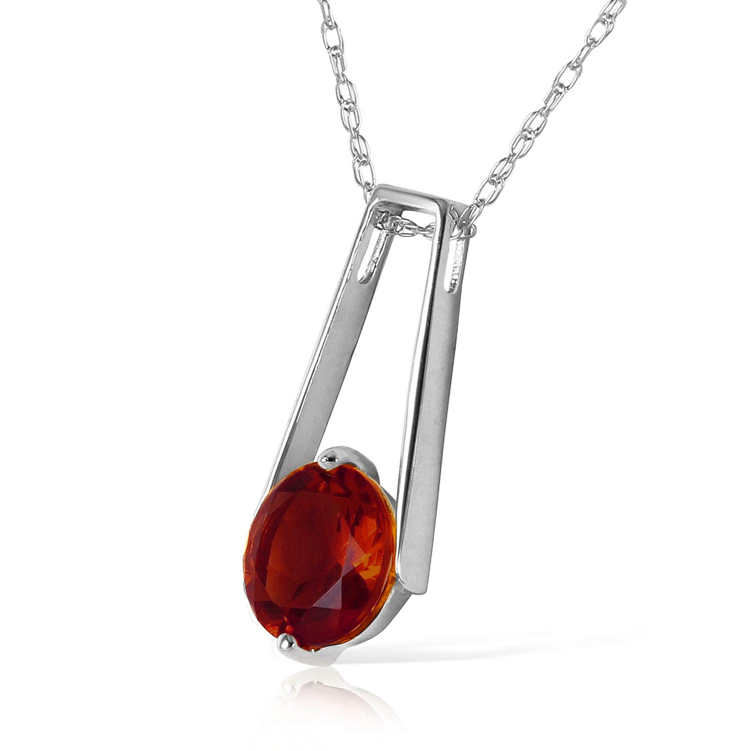 14K White Gold Necklace with Round Garnet Pendant - Elegant Galaxy Gold GG Jewelry for Women, Perfect for Weddings, Anniversaries & Special Occasions