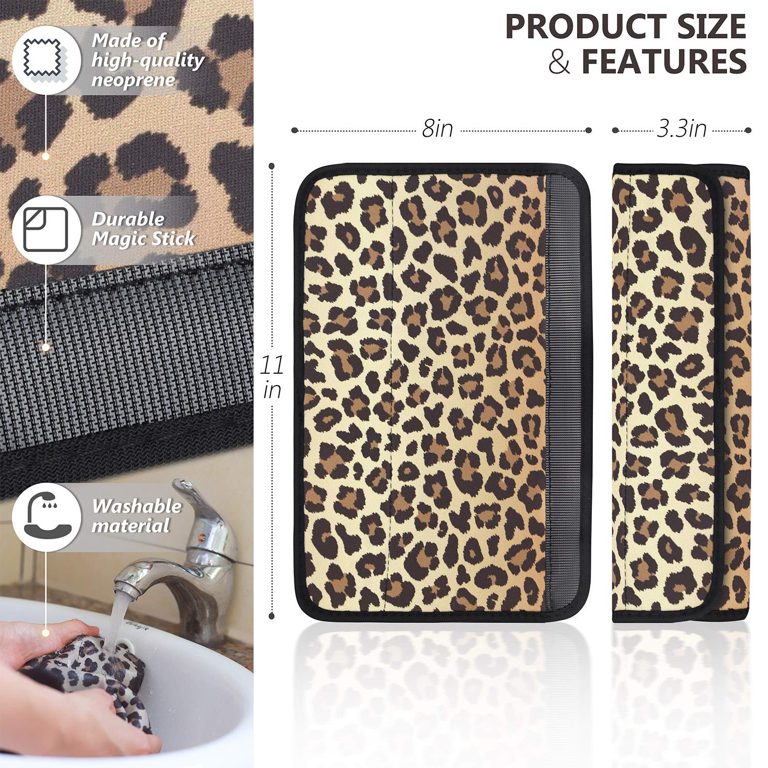 2 Pack Soft Comfort Car Seat Belt Pads Cover - Universal Shoulder Strap Cushions for Adults & Teens - Leopard Print Design - Reduce Pressure & Prevent Chafing (Perfect for Long Drives, Road Trips & Daily Commute)