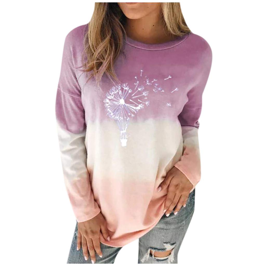 Vedolay Women's Long Sleeve Pocket T-Shirt - Solid Color Casual Loose Fit Sweatshirt Blouse for Everyday Wear, Work & Outings