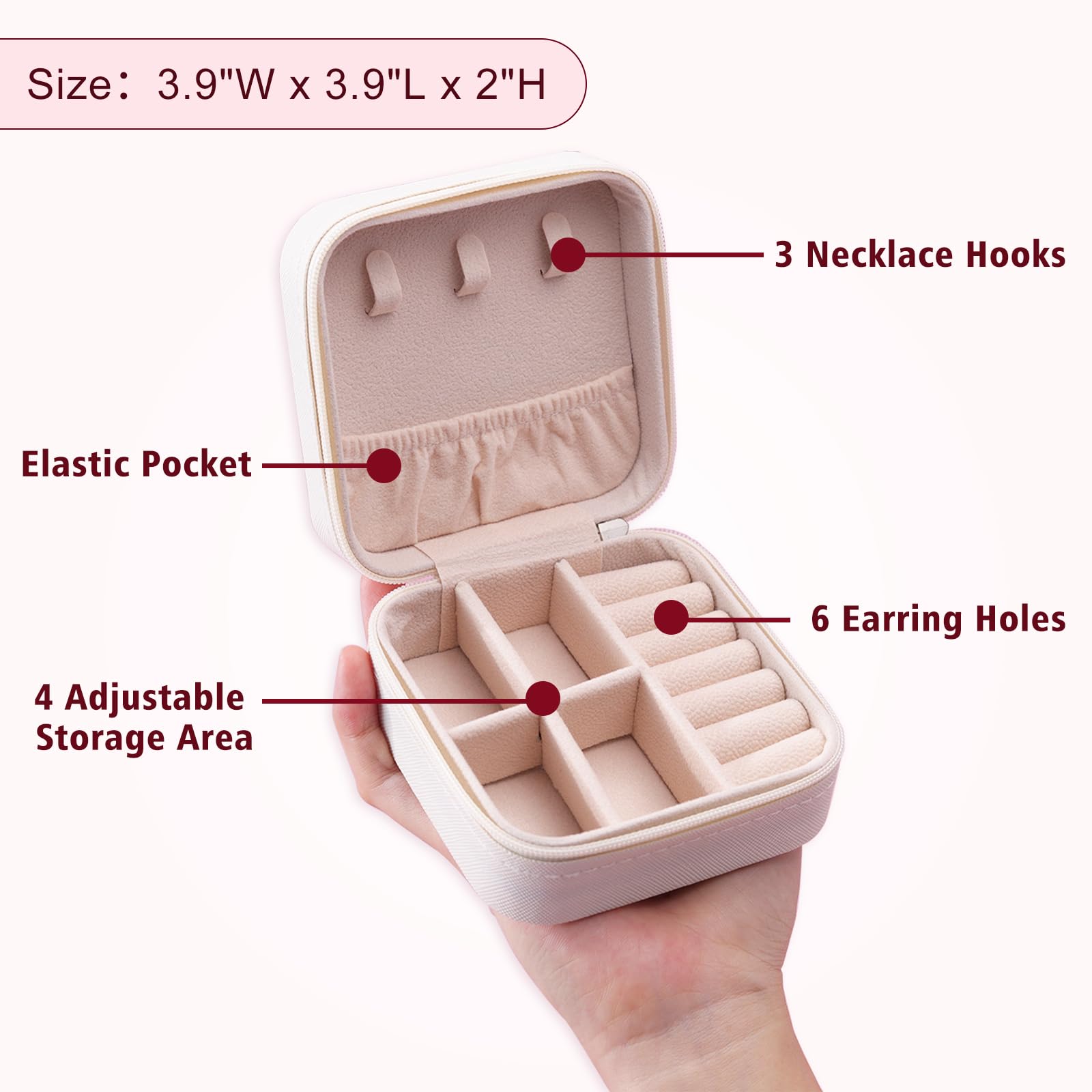 Personalized Jewelry Box - Custom Leather Travel Jewelry Case with Ring Holder | Bridesmaid Gifts, Birthday & Christmas Presents for Women | Perfect for Travel, Wedding Proposals & Gift Giving