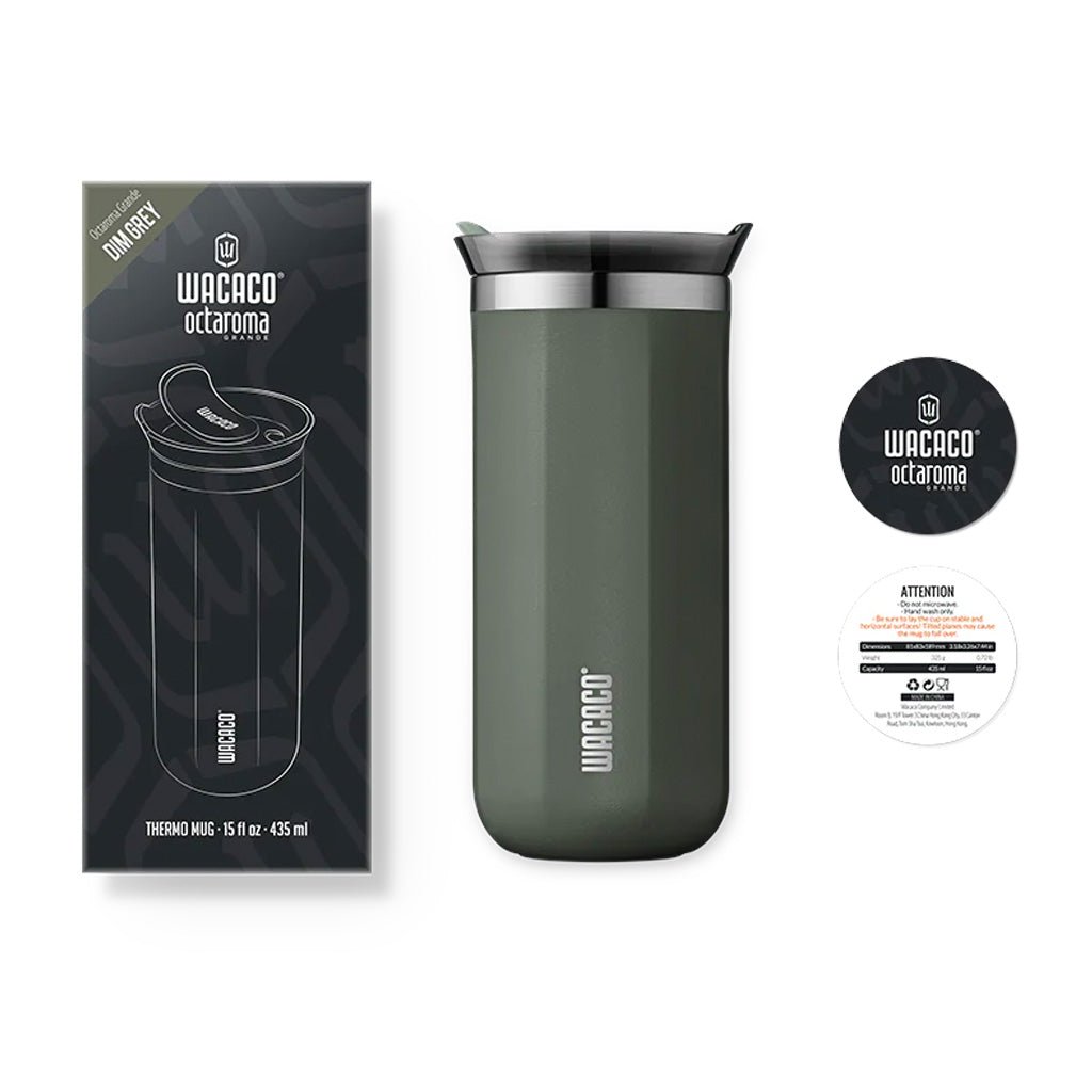 Wacaco 435ml Octaroma Grande Reusable Coffee Cup - Insulated Travel Mug for Hot & Cold Drinks - Perfect for Office, Commuting, and Outdoor Adventures