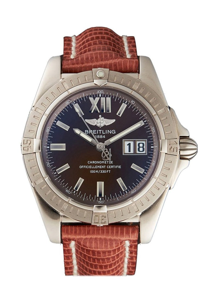 Breitling Chronomat Automatic Watch - 18K White Gold Case, Black Crocodile Leather Strap, Ref. J4935011/Q532 | Luxury Men's Dress Watch for Business & Formal Occasions