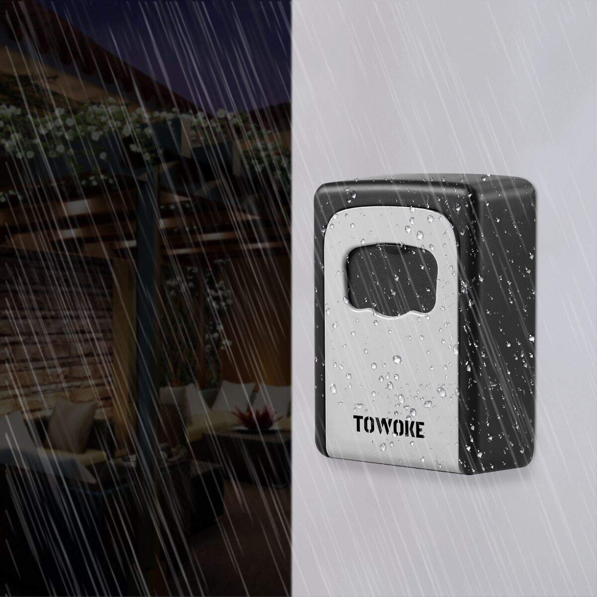 Waterproof Wall Mount Key Lock Box with Resettable Combination - Zinc Alloy Outdoor Key Storage Safe for House Spare Keys (5 Key Capacity, Includes Mounting Kit) - Perfect for Vacation Homes, Rental Properties & Emergency Access