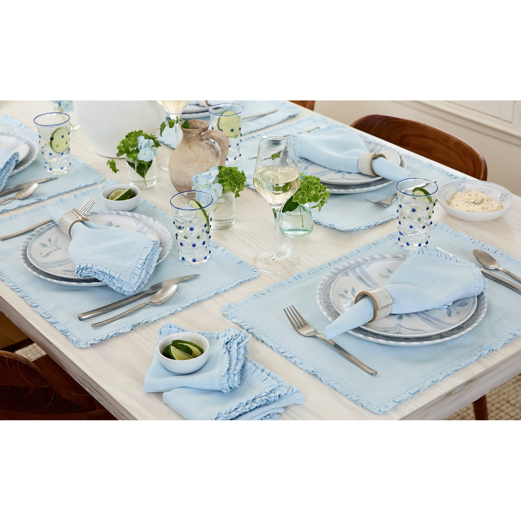 Juliette Ruffle Placemats Set of 4 - Elegant Table Decor for Dining Room, Kitchen, and Party Settings