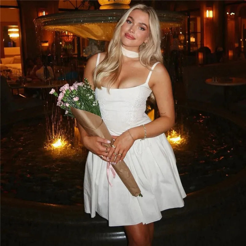 Sexy Backless Lace-Up Mini Dress for Women - A-Line Spaghetti Strap Sleeveless Club Party Dress | Elegant Evening Wear for Date Night, Cocktail Parties & Special Occasions
