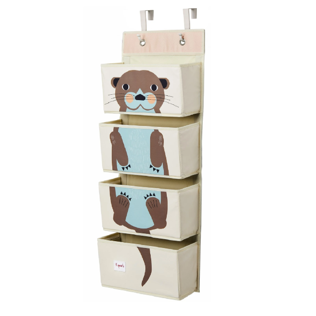 3 Sprouts Otter Hanging Wall Organizer - Kids Room Storage Solution for Toys, Books & Clothes | Perfect for Nursery, Playroom & Bedroom Organization
