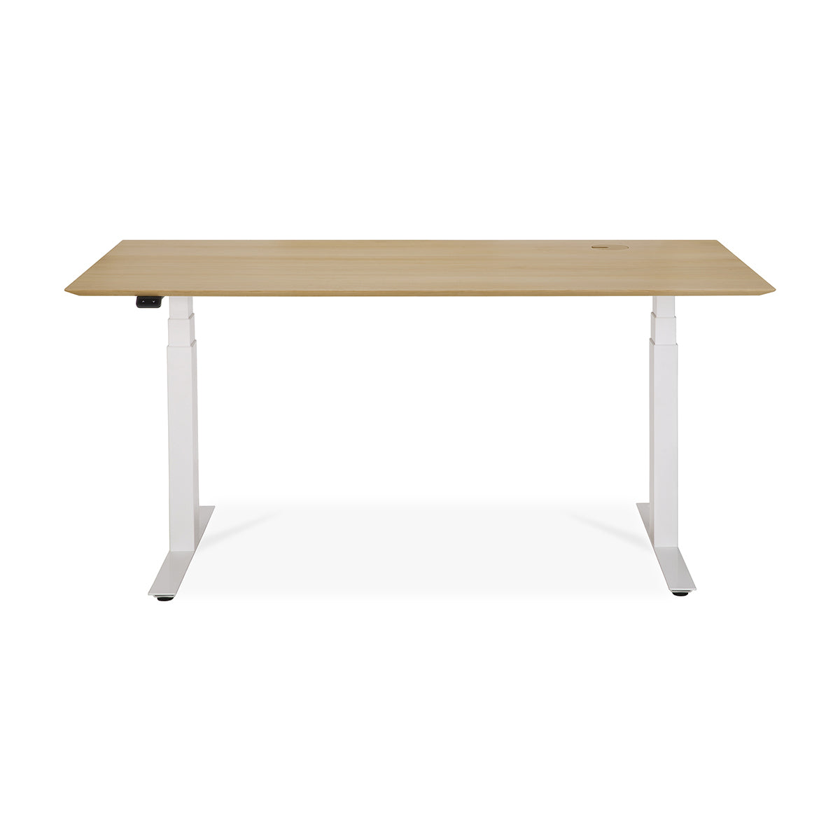 Adjustable Rectangle Desk with Cable Management - 160cm Office Desk in Oak & White | Perfect for Home Office, Study & Workspace Organization