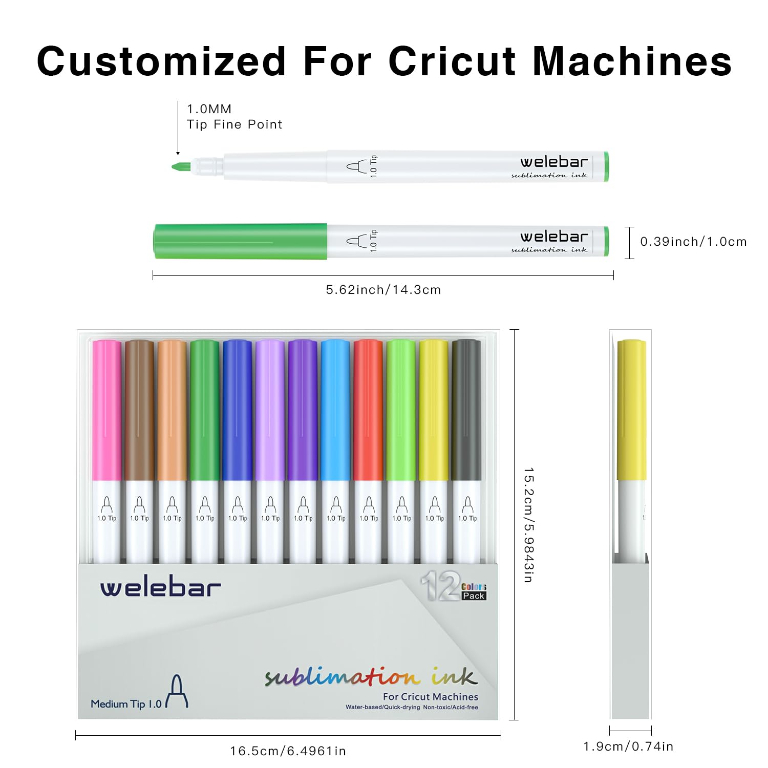 Premium Sublimation Ink Markers for Cricut Maker 3/Maker/Explore 3/Air 2/Air - 1.0mm Medium Point Heat Transfer Pens for DIY T-Shirts, Mugs, Tumblers & Easy Press Projects - Perfect for Custom Crafts & Personalized Gifts