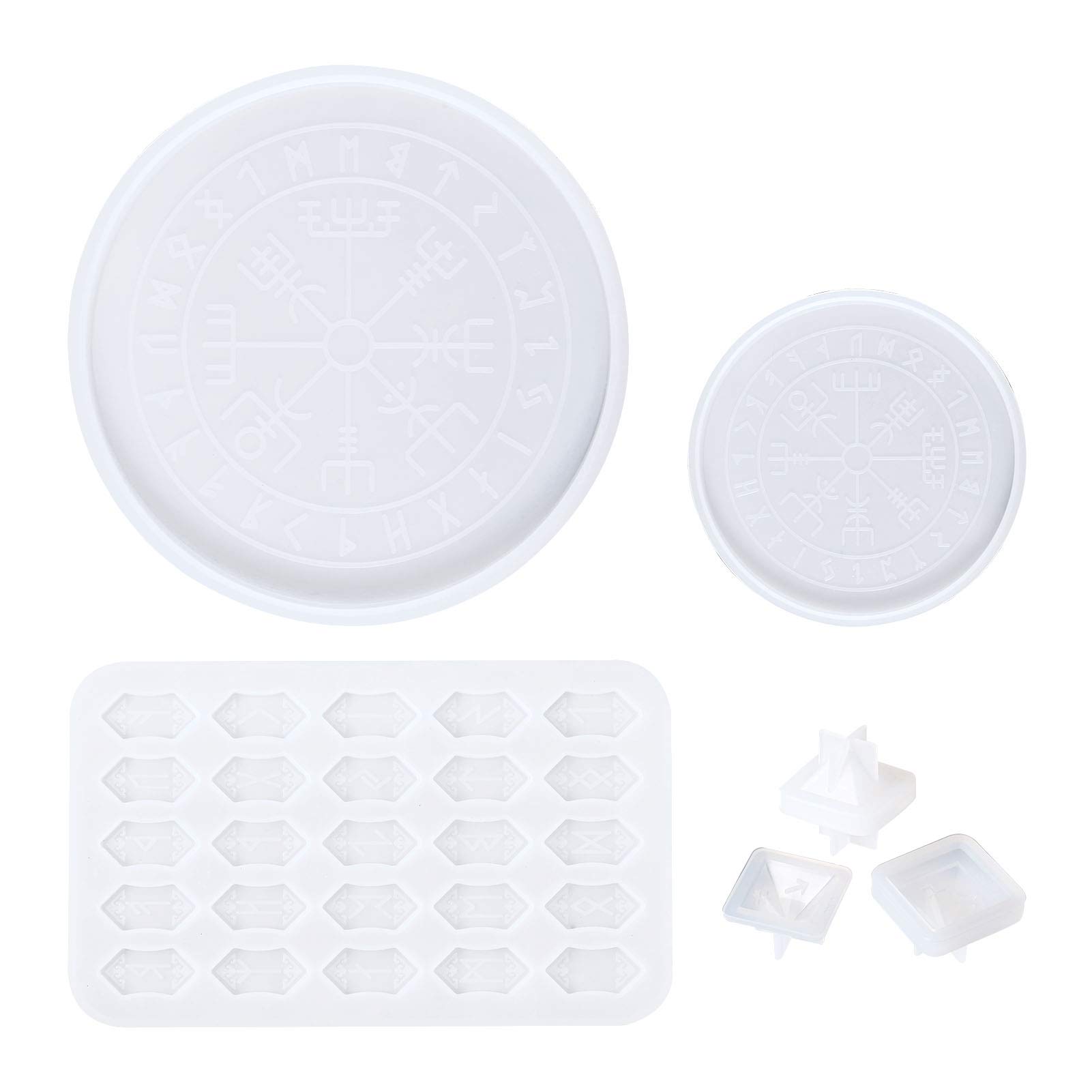 Pandahall DIY Tarot & Rune Stone Resin Molding Kit - 2 Constellation Compass Mats, 1 Rune Stone Mold, 3 Dice Molds for Epoxy Resin Casting | Perfect for Divination Tools, Witchcraft Supplies & Spiritual Home Decor