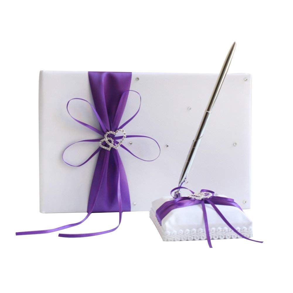 5-Piece Black Wedding Accessories Set - Wedding Guest & Ceremony Supplies, Party Favors, Flower Girl Basket, Guest Book Pen, Ring Pillow & Garter - Perfect for Wedding Ceremonies, Receptions & Bridal Showers
