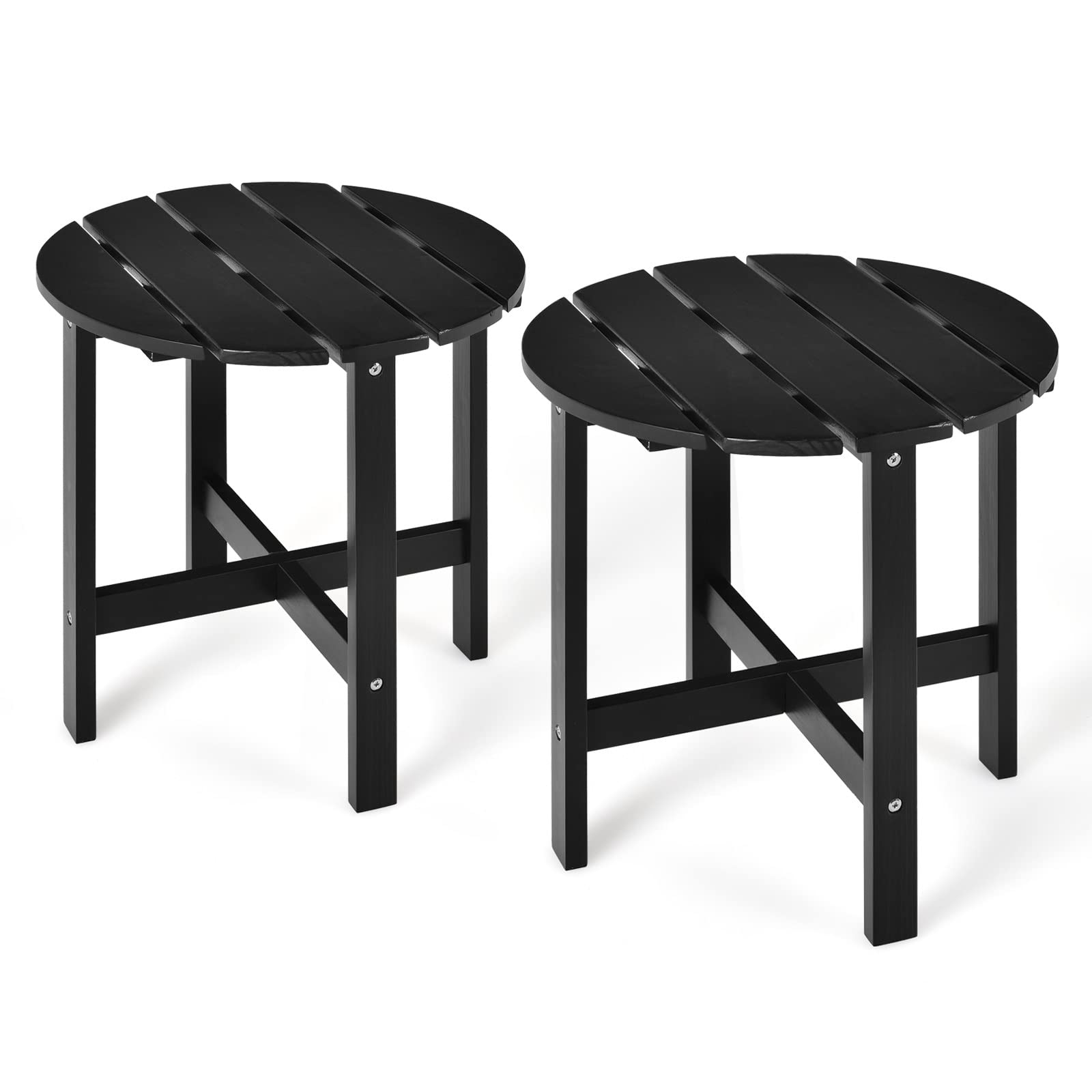 Tangkula 18 Inch Round Outdoor Side Table - Weather Resistant Adirondack End Table for Patio, Lawn, Garden, Balcony & Backyard - Perfect for Coffee, Drinks & Decor (Set of 2, Black)