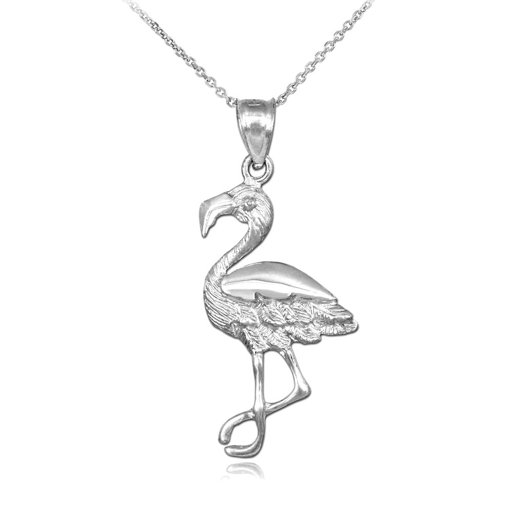 925 Sterling Silver Flamingo Charm Pendant Necklace for Women - Elegant Animal Jewelry Gift for Her - Perfect for Beach Vacations, Summer Outfits & Tropical Themed Parties