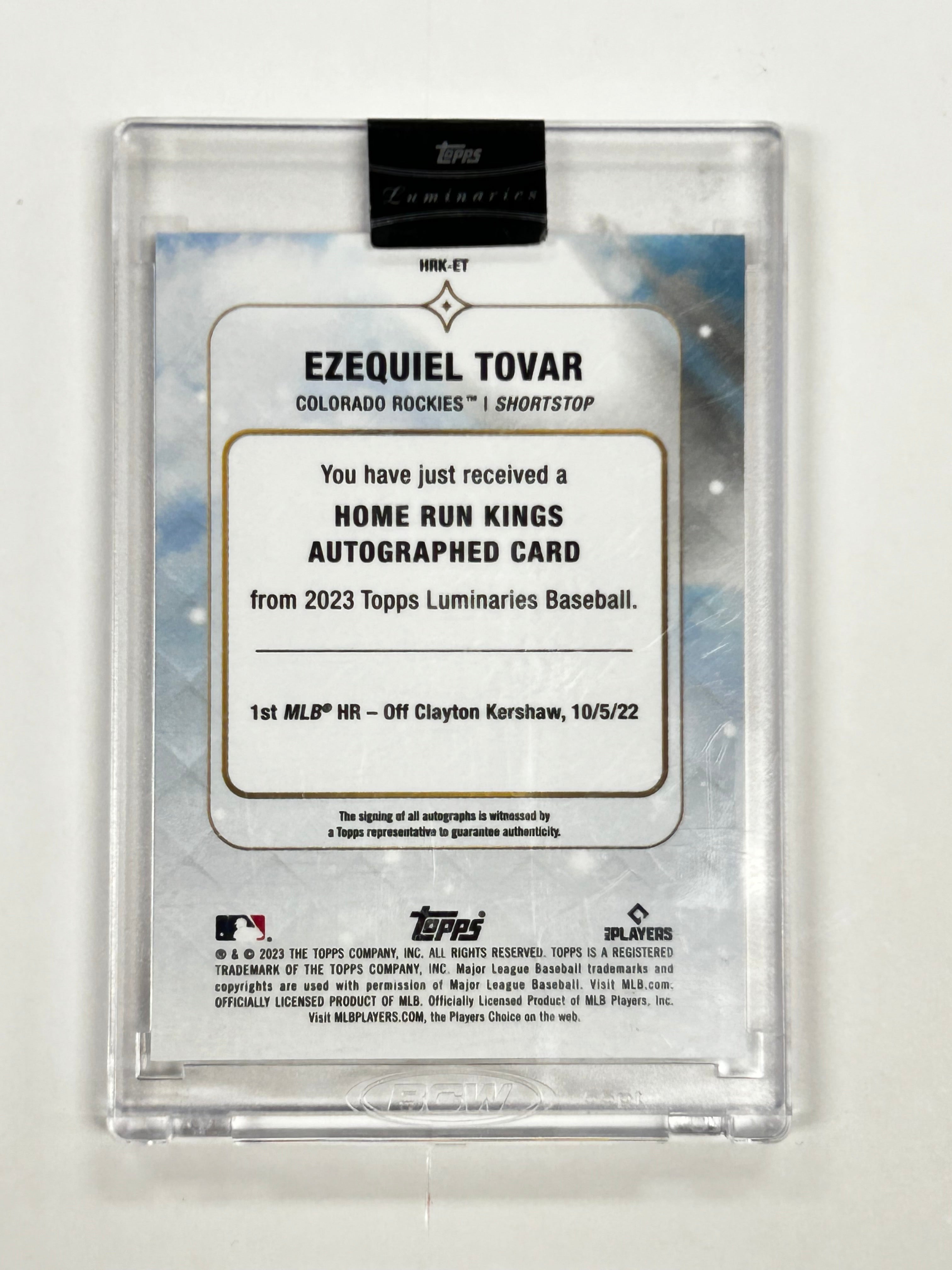 2023 Topps Luminaries Ezequiel Tovar Rookie Card Red Autograph 08/10 #HRK ET - Perfect for Baseball Card Collectors and Colorado Rockies Fans