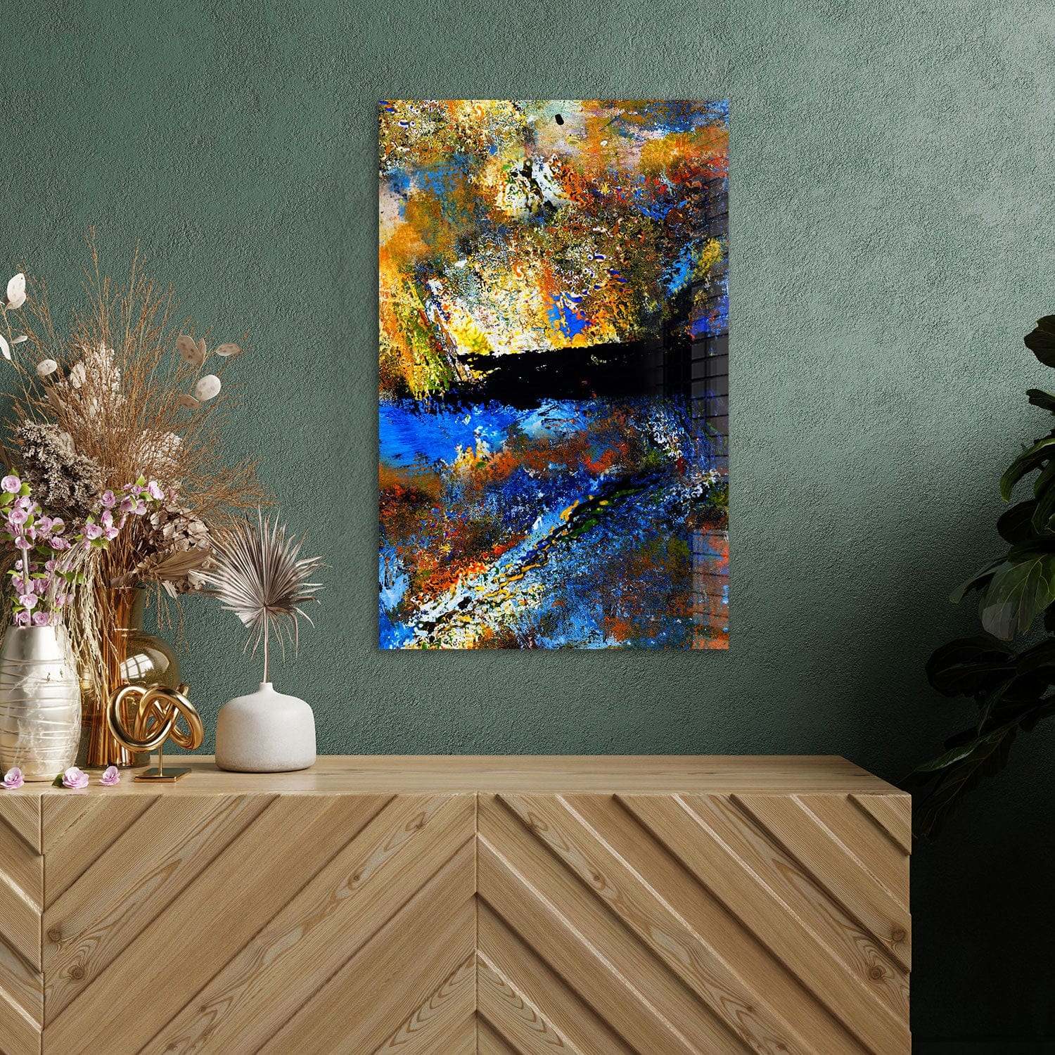 Abstract Closed Eye Tempered Glass Wall Art - Modern Home Decor for Living Room, Bedroom & Office - Shatterproof & Stylish