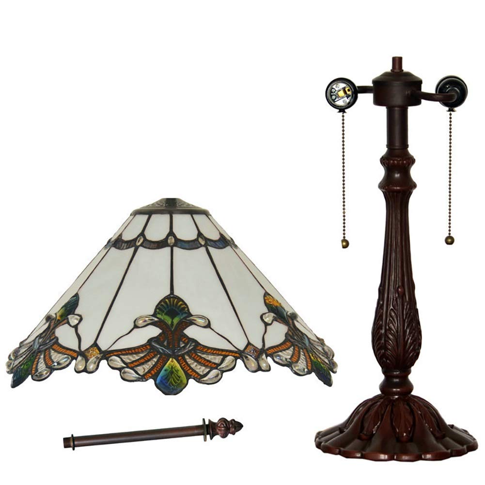 Tiffany Style Stained Glass Table Lamp - 13/17 Inch Umbrella Design for Living Room, Bedroom & Coffee Bar | Romantic Bedside Lighting, Reading Lamp & Art Craft Gift for Home Decor | Perfect for Couples, Book Lovers & Interior Design