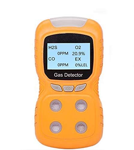 4-in-1 Portable Gas Detector - Rechargeable Multi-Gas Monitor with Sound, Light & Vibration Alarms for CO, O2, H2S, LEL Detection - Perfect for Industrial Safety, Home Use & Confined Space Work