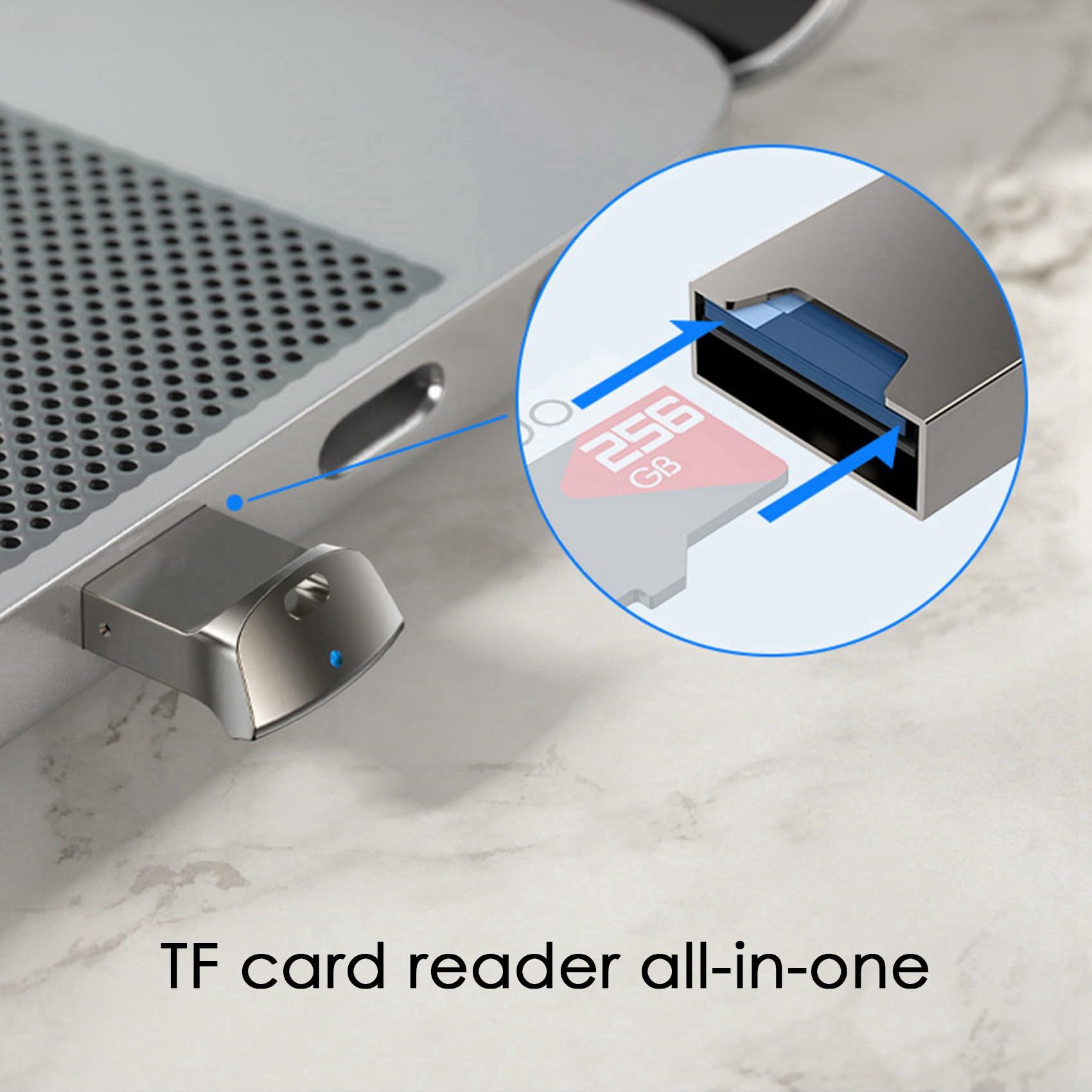 Oikabio 4-in-1 Mini USB TF Card Reader - High Speed Memory Card Adapter for Computer, Laptop & Car Audio with LED Indicator | Perfect for Data Transfer, Photo Backup & Music Playback
