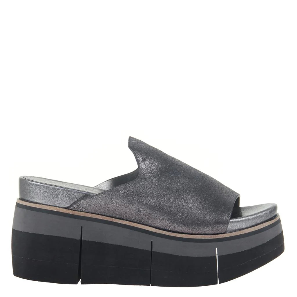Flow Platform Sandal for Women - Pewter Metallic Comfort Slides | Perfect for Beach, Pool, and Summer Outdoor Activities