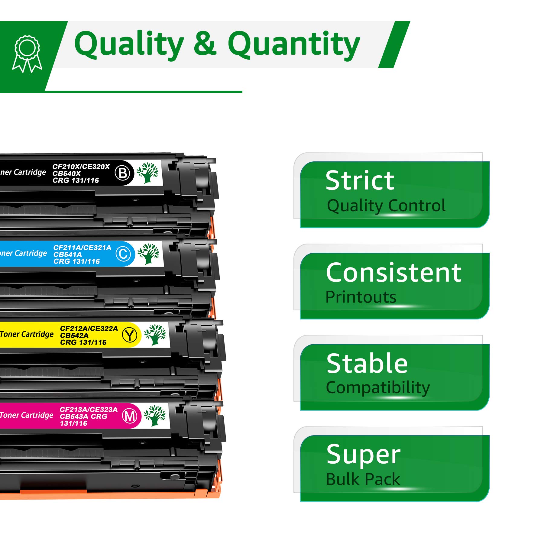 GREENSKY Compatible Toner Cartridge Replacement for HP 128A CE320A CE321A CE322A CE323A - Works with HP Laserjet Pro CM1415fn CM1415fnw CP1525n CP1525nw Printers - High Yield Black Cyan Yellow Magenta 4-Pack - Perfect for Office Printing & Home Business Documents