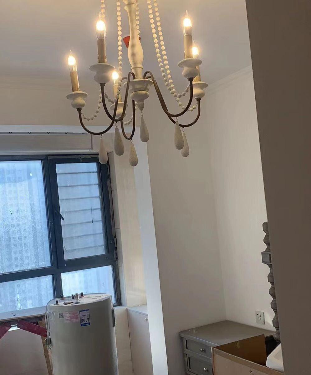 Elegant Beaded Chandelier with Candle-Style Lights - Perfect for Dining Room, Bedroom, or Living Room Decor