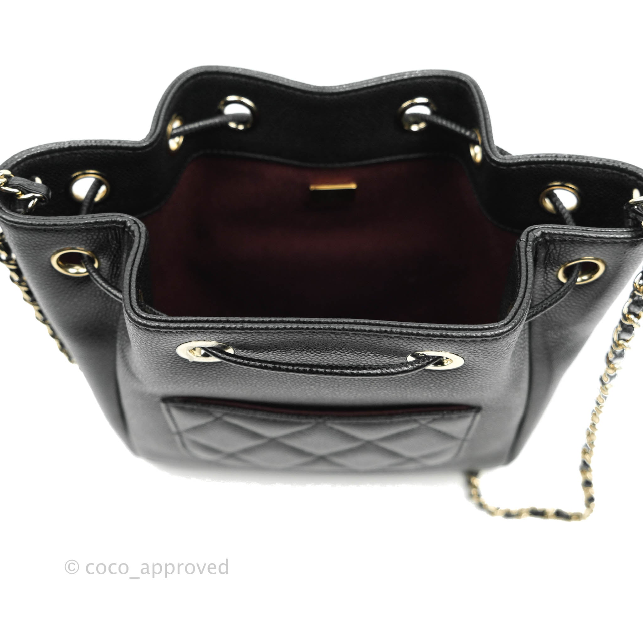 Chanel Business Affinity Drawstring Bucket Bag in Black Caviar Leather with Gold Hardware - Perfect for Work, Travel & Everyday Luxury