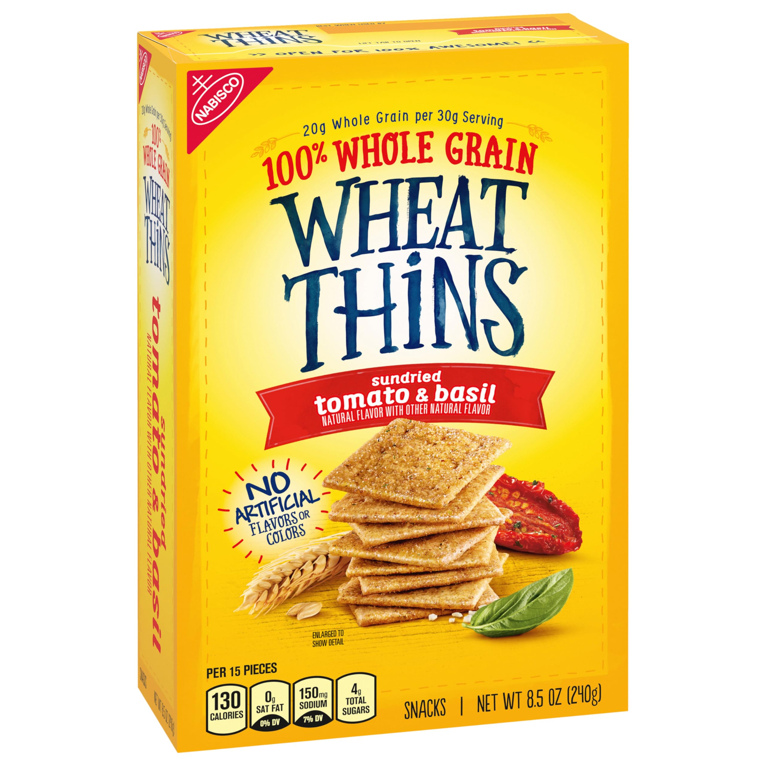 Wheat Thins Sun-Dried Tomato & Basil Whole Grain Wheat Crackers | Bulk Snack Boxes (6-8.5 oz) | Healthy Office Snacks, Party Food & On-The-Go Treats