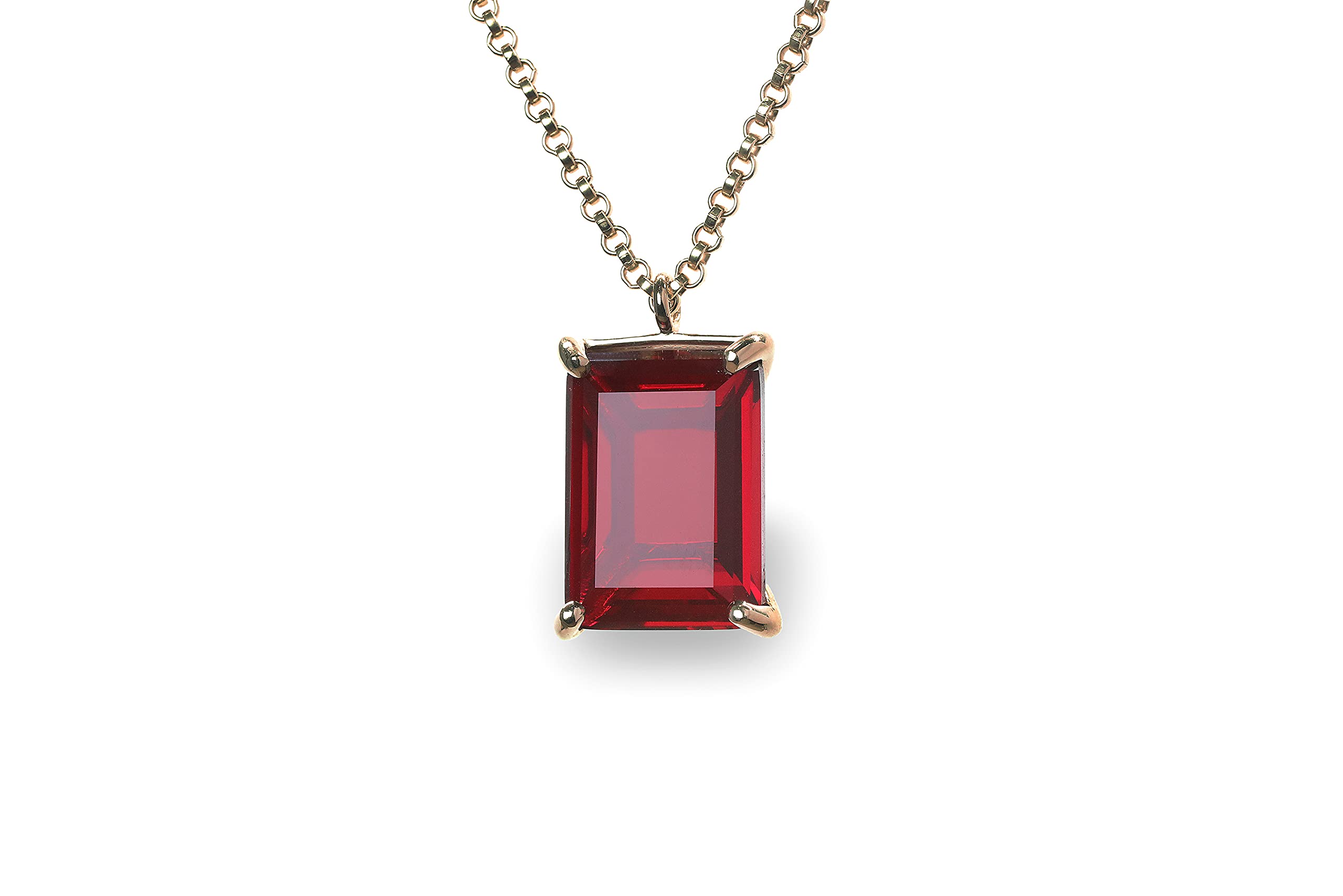 Anemone Rose Gold Garnet Necklace - Emerald Cut Custom Pendant Gemstone Jewelry | January Birthstone Gift for Women | Elegant Statement Necklace for Birthday, Anniversary & Special Occasions