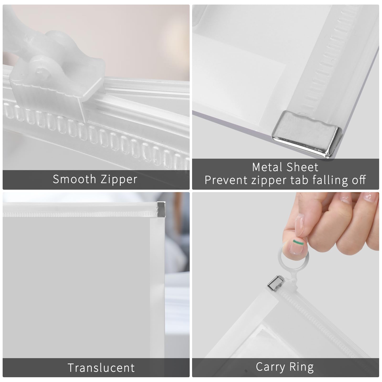 FYY 10PCS Clear Plastic Envelopes with Zipper - A6 Size Poly Zip File Folders for Office Supplies, 8.66 x 5.12 Inches, Translucent Document Storage Bags - Perfect for Organizing Bills, Receipts, Coupons, and Important Papers at Home or Office