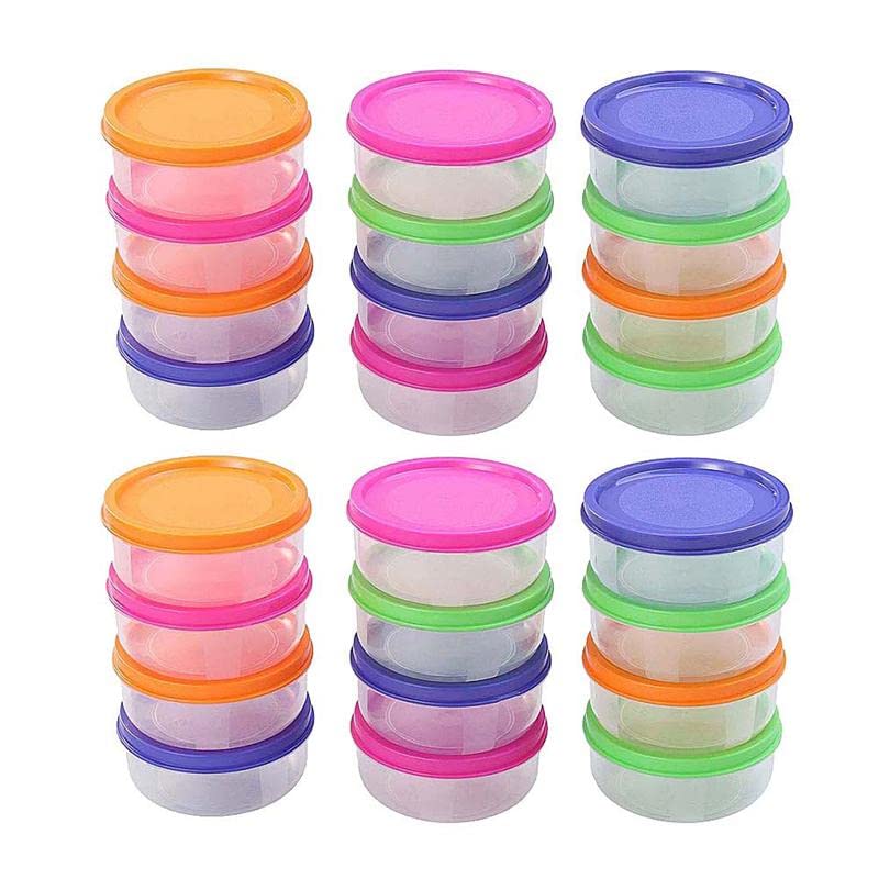 24-Pack 150ML Mini Plastic Food Storage Bowls - Round, Microwave & Freezer Safe, Perfect for Meal Prep, Snacks, and Leftovers