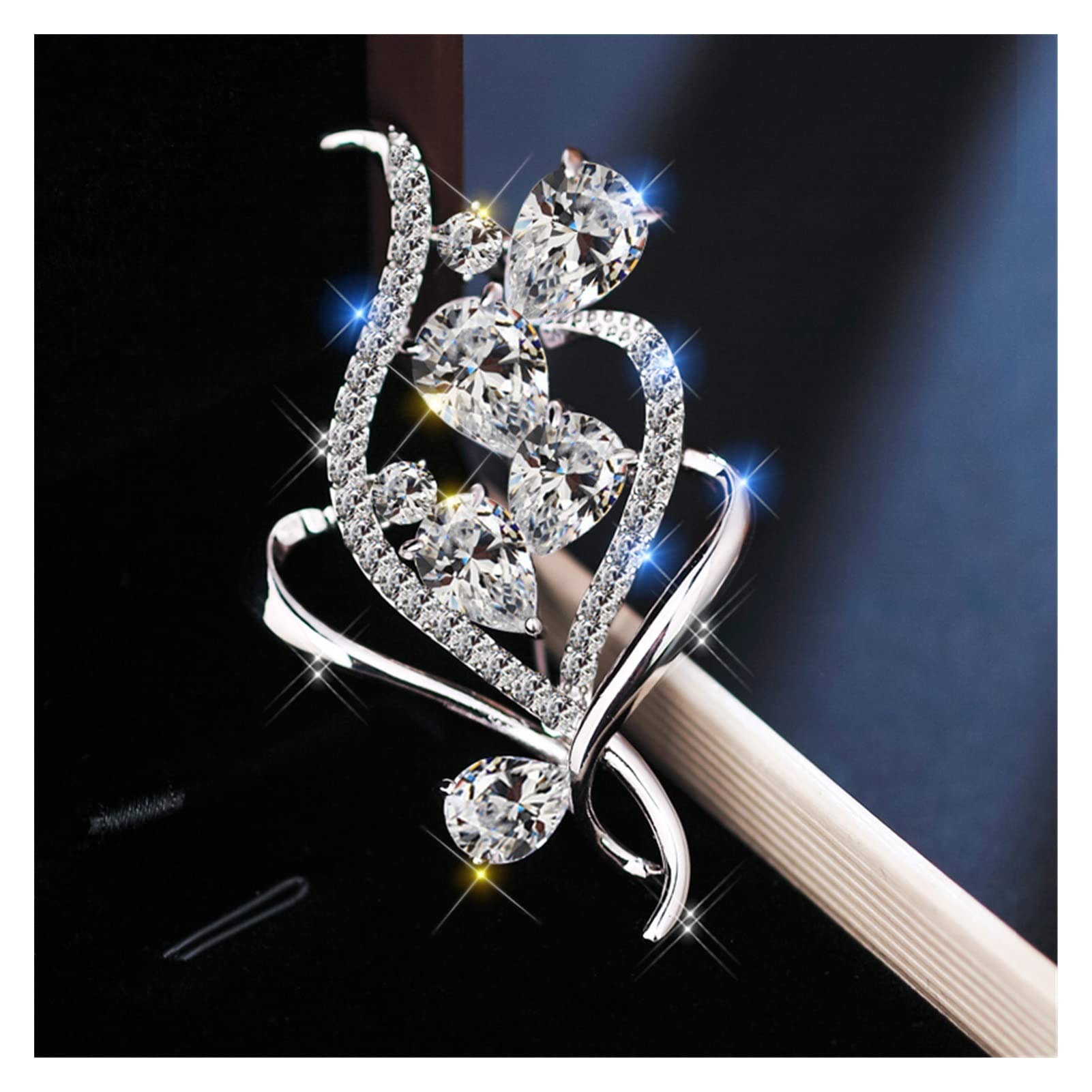 AGOUNOD Elegant Flower Brooch Pin for Women - Copper Crystal Vintage Jewelry Accessory, Perfect Gift for Weddings, Parties & Special Occasions (Metal Color: S2)